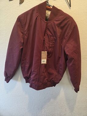 Men's Burgundy Bomber Jacket - Classic Varsity Style